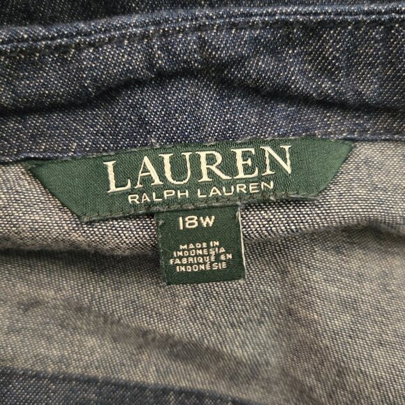 Ralph Lauren Amanthia Denim Chambray Off Shoulder Dress 18W Blue Casual NWT - Picture 9 of 11